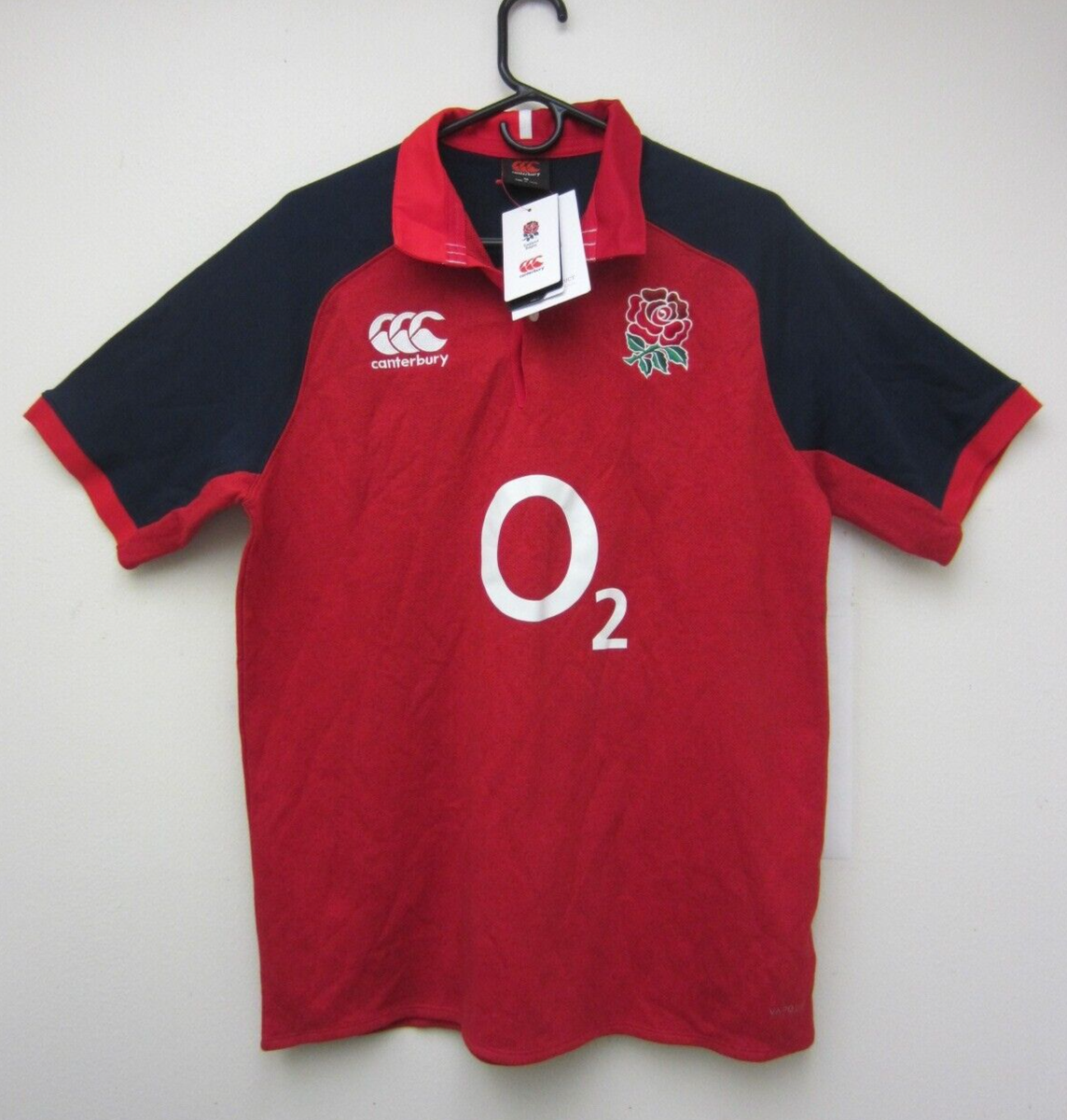 Maillot De Rugby Canterbury England – Homme Taille L, Rouge, Manches Courtes, Vapodri