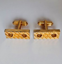 VINTAGE AUTHENTIC PIERRE BALMAIN PARIS MODERNIST GOLD PLATED PAIR CUFFLINKS