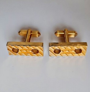 Authentic VINTAGE AUTHENTIC PIERRE BALMAIN PARIS MODERNIST GOLD PLATED PAIR CUFFLINKS