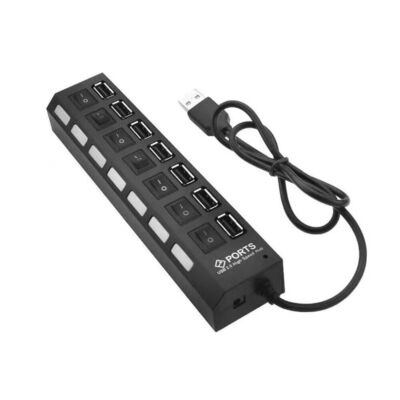 7 Port USB 2.0  Hub Splitter Adapter High Speed For PC Laptop Mac Desktop #W8