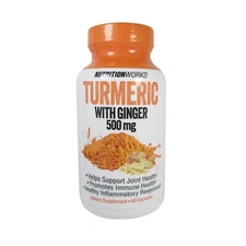 Turmeric with Ginger 500 MG x90 capsules by NutritionWorks