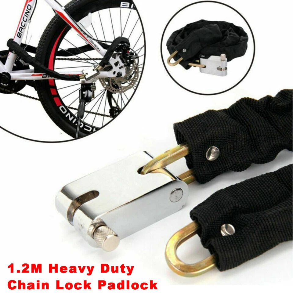 Heavy Duty Motorcycle Bike Bicycle High Security Reinforced Metal Chain lock - Image 3 of 4