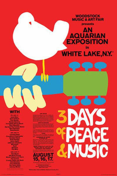 WOODSTOCK CONCERT POSTER - 24x36 MUSIC FESTIVAL RED 24772 | eBay