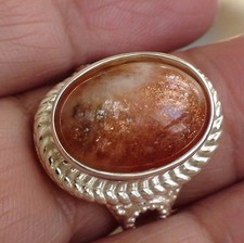 BEAUTIFUL NATURAL SUNSTONE RING 925 STERLING SILVER. SIZE 7.25