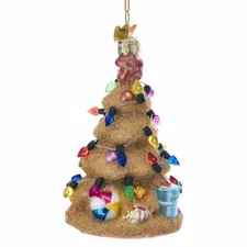 Noble Gems SAND TREE Beach Glass Christmas Ornament, 5" Tall, by Kurt Adler