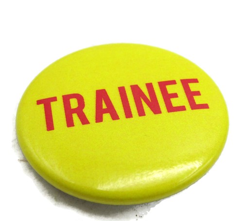 Trainee Pin Button Yellow w/ Red Letters | eBay