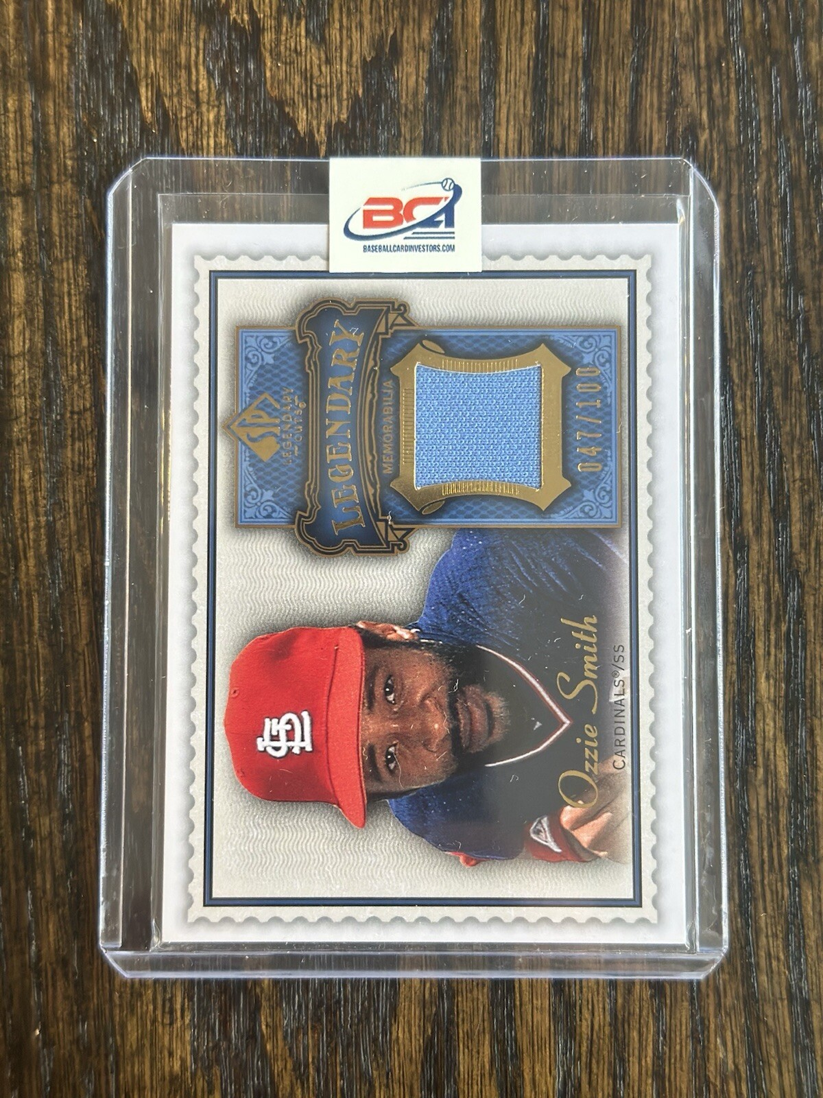 2009 Upper Deck SP Legendary Cuts Ozzie Smith GU Jersey Blue /100 Cardinals