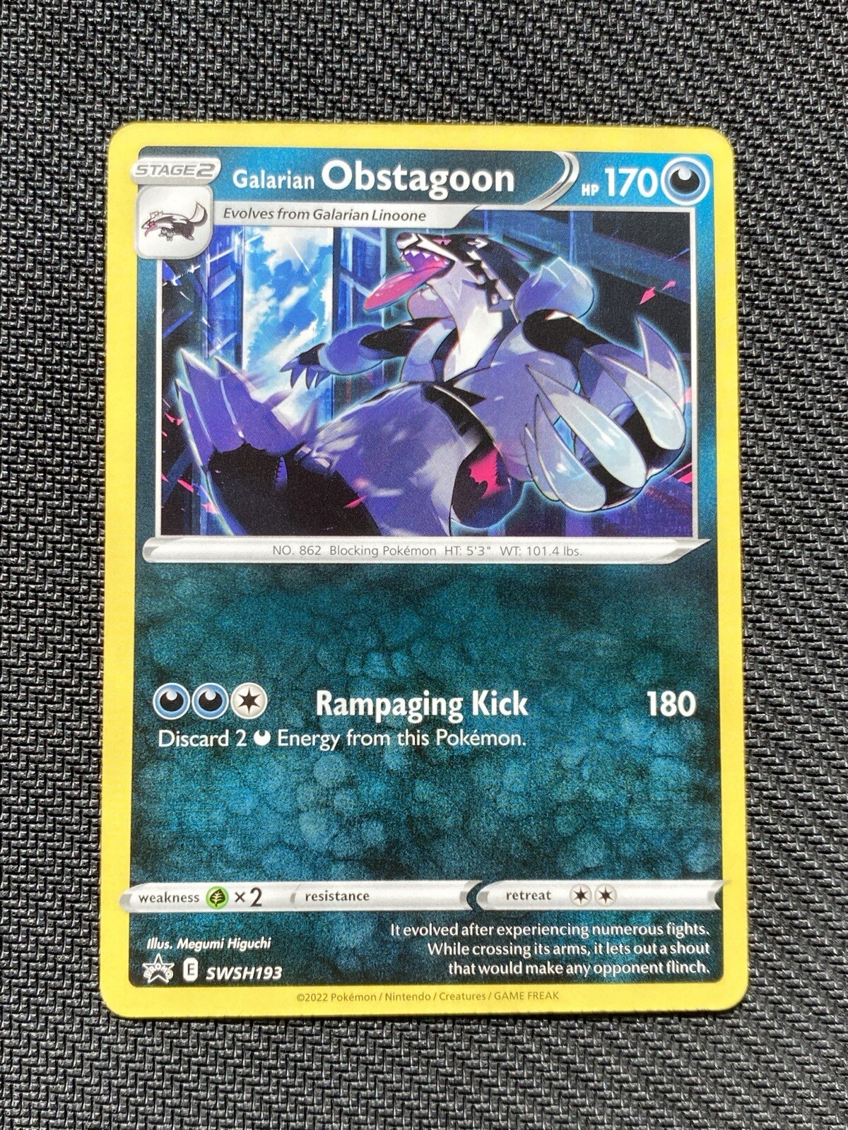 Galarian Obstagoon SWSH193 NON HOLO Exclusive Variant NO EEVEE STAMP NEAR MINT