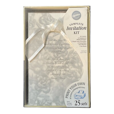 Wilton White Silver Blushing Bride Invitation Kit 25 Create/Print Your Own New