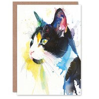 Helles Aquarell Karte Mit Katzenmotiv Geburtstagskarte