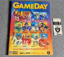 1989 NFL GAMEDAY PROGRAMME & TICKET ** RAIDERS VS REDSKINS ** BO JACKSON GAME