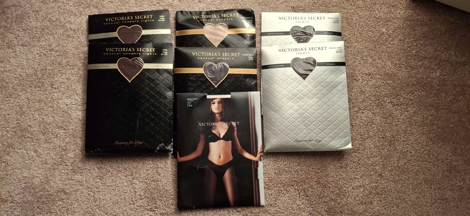 Lote de pantimedias vintage Victoria's Secret (7 pares) talla L/XL caja abierta sin usar