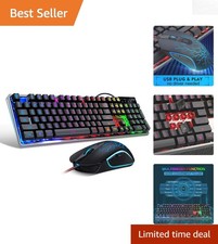 Gaming Keyboard and Mouse Combo, K1 RGB LED Backlit Wired Keyboard with 104 K...