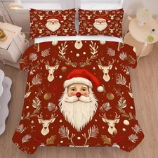 Red Christmas Comforter Set Size Santa Claus Bedding for King Christmas 01