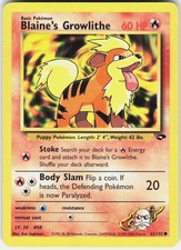 Blaine's Growlithe 62/132 Common Gym Challenge Pokemon Unlimited MP sm wrinkle on eBay