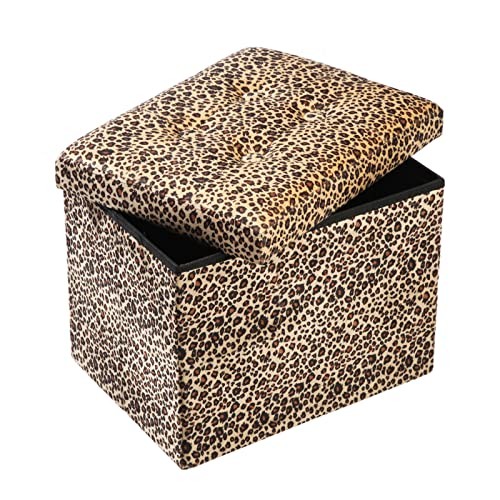  Ottoman Storage Ottoman Footrest Stool Small 13"D x 17"W x 13"H Leopard Print