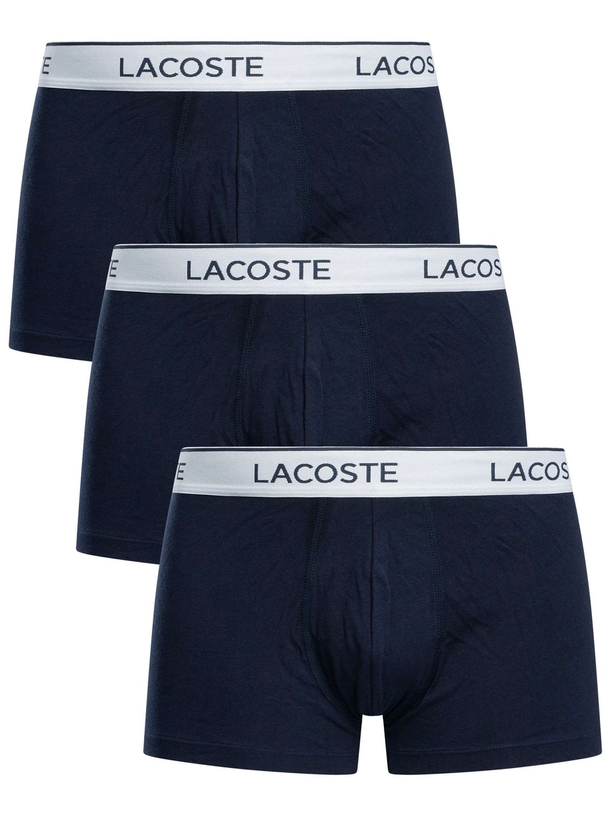 Lacoste 3 Pack Trunks, Navy/White - M