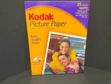 Kodak Picture  Paper 8 1/2 x 11" Matte  Inkjet Print 25 Sheets New Sealed PP-1-A