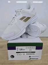 Babolat SFX3 All Court Wimbledon, White/Gold, Tennis Shoe, US Mens 9