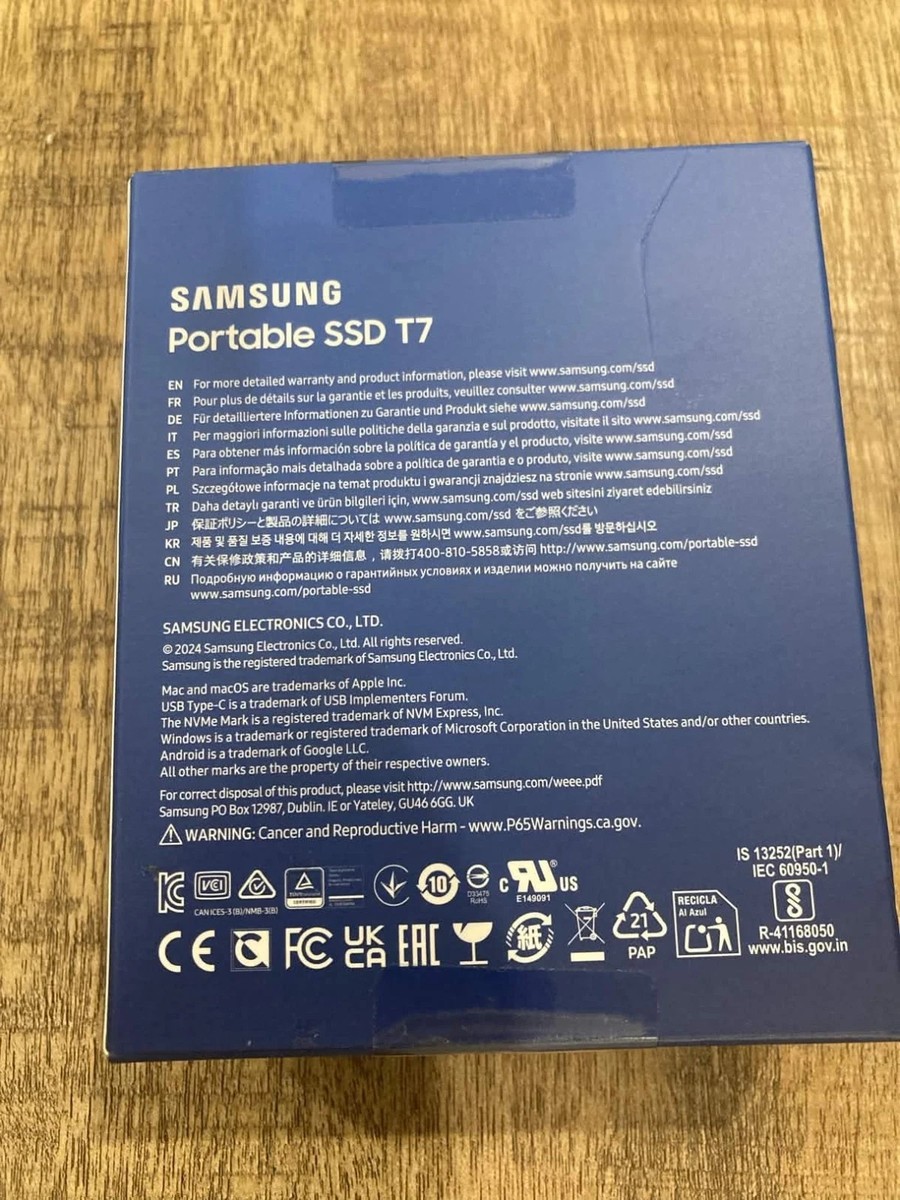 Samsung T7 2TB Portable External SSD - Blue MU-PC2T0H/AM - NEW