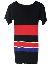 Banana Republic Petite Womens Black Red Colorblock Dress Size L Knit S/S Office