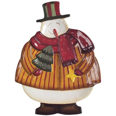 Certified International Top Hat Snowman 17'' Sculpted Serving Platter 5550337