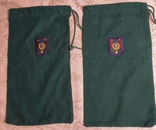 Pair Of Vintage 90s Polo Ralph Lauren Shoe Bags Green Flannel with Pony Emblem