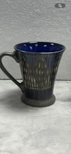 Denby Gatsby Deco Mugs Set of 3 Blue Interior Art Deco Pattern England VGC