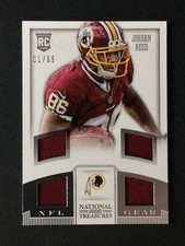 2013 Panini National Treasures #14 Jordan Reed Rookie NFL Gear Quad Material /99