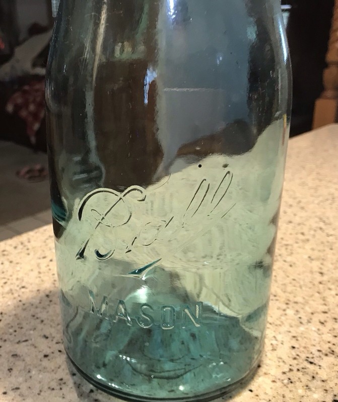 Antique Blue Glass Ball Standard Wax Seal Canning Jars Quart Lot of 2