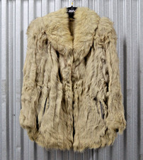 Vintage Natural Blue Fox Fur Coat Jacket Women s Size M Beige Finland