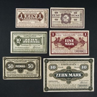 6x Gardelegen KGL PoW: 1 5 10 50 Pfennig und 1 10 Mark 1.1.1916