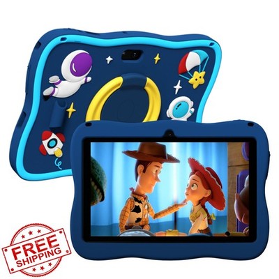 PRITOM 7'' Kids Tablet Blue Toddler Educational Games 32GB ROM Astronaut Case