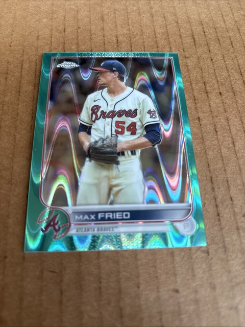 2022 Topps Chrome Aqua Raywave Refractor SP /199 Max Fried #75 Braves Card (f3)