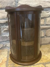 Wood Curio Display Cabinet. 2 Shelves, Wall Mount.