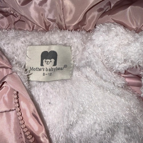 Mutter Baby Bär 9-12M Rosa Puffer Schneeanzug Kunstfell Kapuze Winter Outfit - Bild 3 von 7