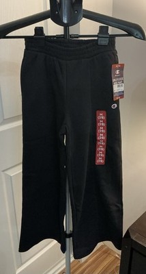 Champion Girls Wide Leg Fleece Pants Black MED 7/8 FREE SHIPPING