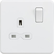 Image of Knightsbridge Screwless Flat Plate 13A 1G DP Switched Socket - Matt White
