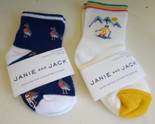 NWT Two Pairs Janie and Jack Socks Boy's Size 6-12 Months