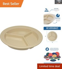 Reusable 3-Compartment Tan Plate - Insulated Melamine for Perfectly Served Meals