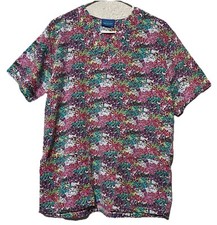 Carol's Brand Scrub Top Women  s Small Multicolored Flowers