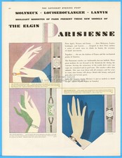1928 Elgin Parisienne Watch Molyneux Louiseboulanger Lanvin 1920s Art Deco Ad