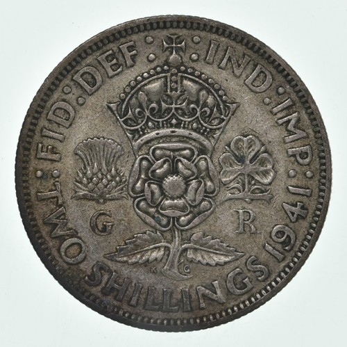 SILVER - WORLD Coin - 1941 Great Britain 2 Shillings - World Silver Coin *790