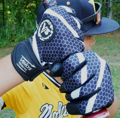 Velos Sports  Youth Baseball Batting gloves Durable Genuine Leather Black/Hex