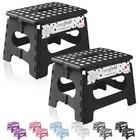 2 Pack - Collapsible Folding Plastic Kitchen Step Foot Stools with Handle