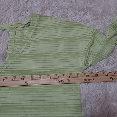 Athleta Top Size XXS Vitality Striped Burnout Green Sheer Long Sleeve Cutout - Picture 9 of 10
