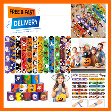 Kids Halloween Slap Bracelets Assorted Bulk Pack 48 Pieces for Party Favors