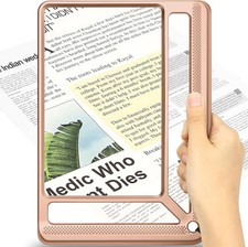 5X Full Page Magnifying Glass for Reading, Lightweight Rectangular 5X, Pink