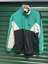 Vintage 90s Nike Teal And Black Collared Zip Up Hoodie Size Large, Grey Tag