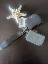 LULULEMON Dual Pouch Wristlet w/ Strap Glitter Silver/Graphite Grey NWT